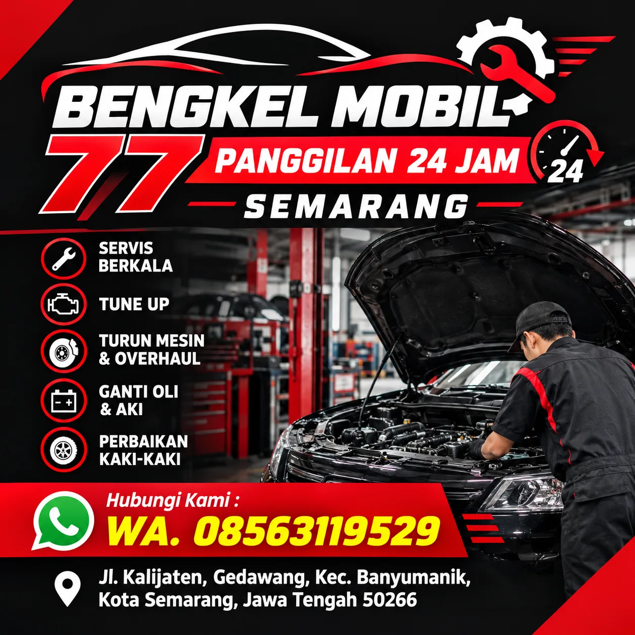 Bengkel Mobil 77 Panggilan 24 Jam Semarang – Bantuan Bengkel ke Lokasi