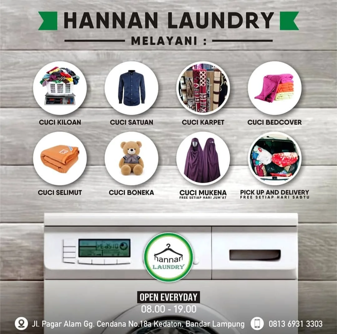 🧺 HANNAN LAUNDRY BANDAR LAMPUNG : Laundry Express, Laundry Satuan & Kiloan, Karpet, Bed Cover & Sepatu - gambar 2