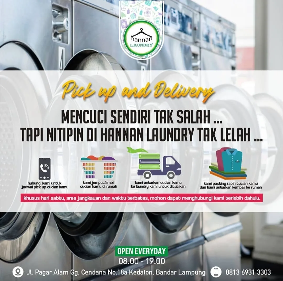 🧺 HANNAN LAUNDRY BANDAR LAMPUNG : Laundry Express, Laundry Satuan & Kiloan, Karpet, Bed Cover & Sepatu - gambar 3