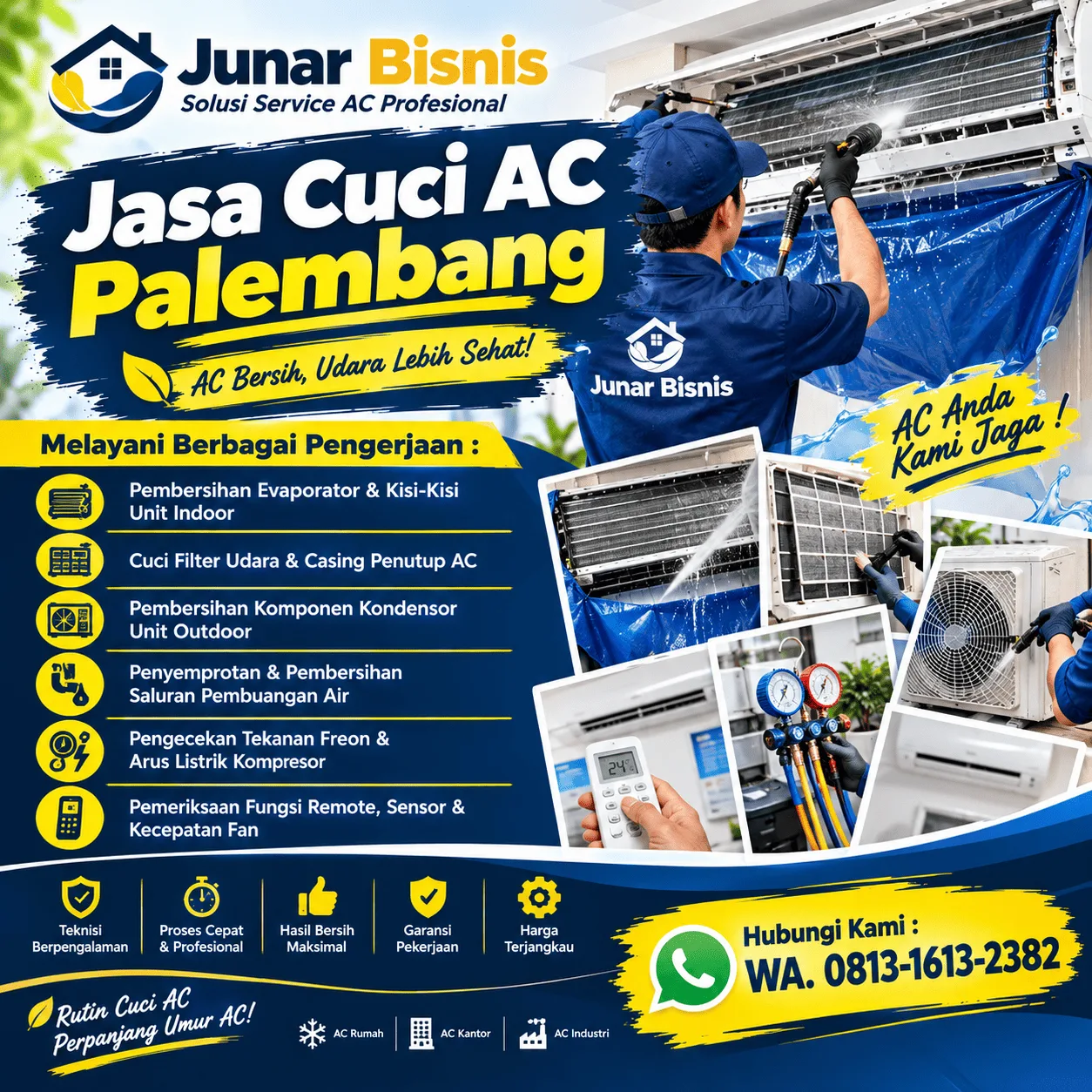Jasa Cuci AC Palembang Bersih, Nyaman, Lebih Terawat