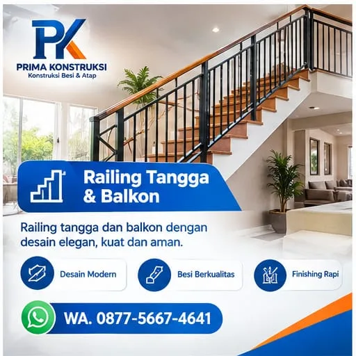 Jasa Pemasangan Kanopi, Baja Ringan, Pagar Besi, Teralis, Railing, Balkon & Atap Jabodetabek - Prima Konstruksi - gambar 7