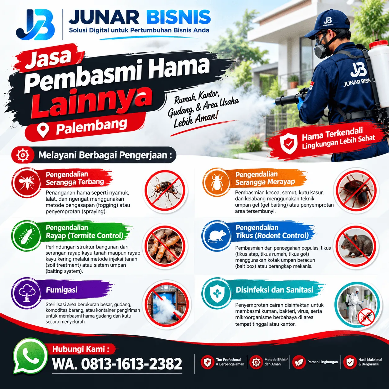 Jasa Pembasmi Hama Palembang untuk Rumah, Usaha & Gudang