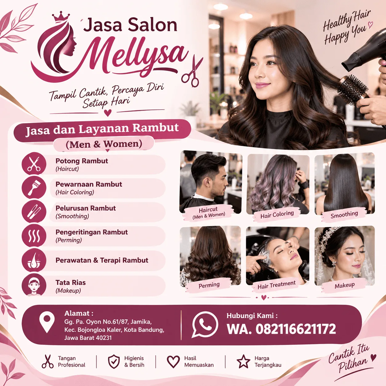 Jasa Salon Mellysa Bandung | Potong Rambut, Coloring, Smoothing & Makeup