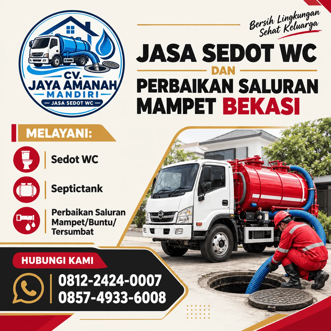 Jasa Sedot WC Bekasi & Perbaikan Saluran Mampet | CV Jaya Amanah Mandiri
