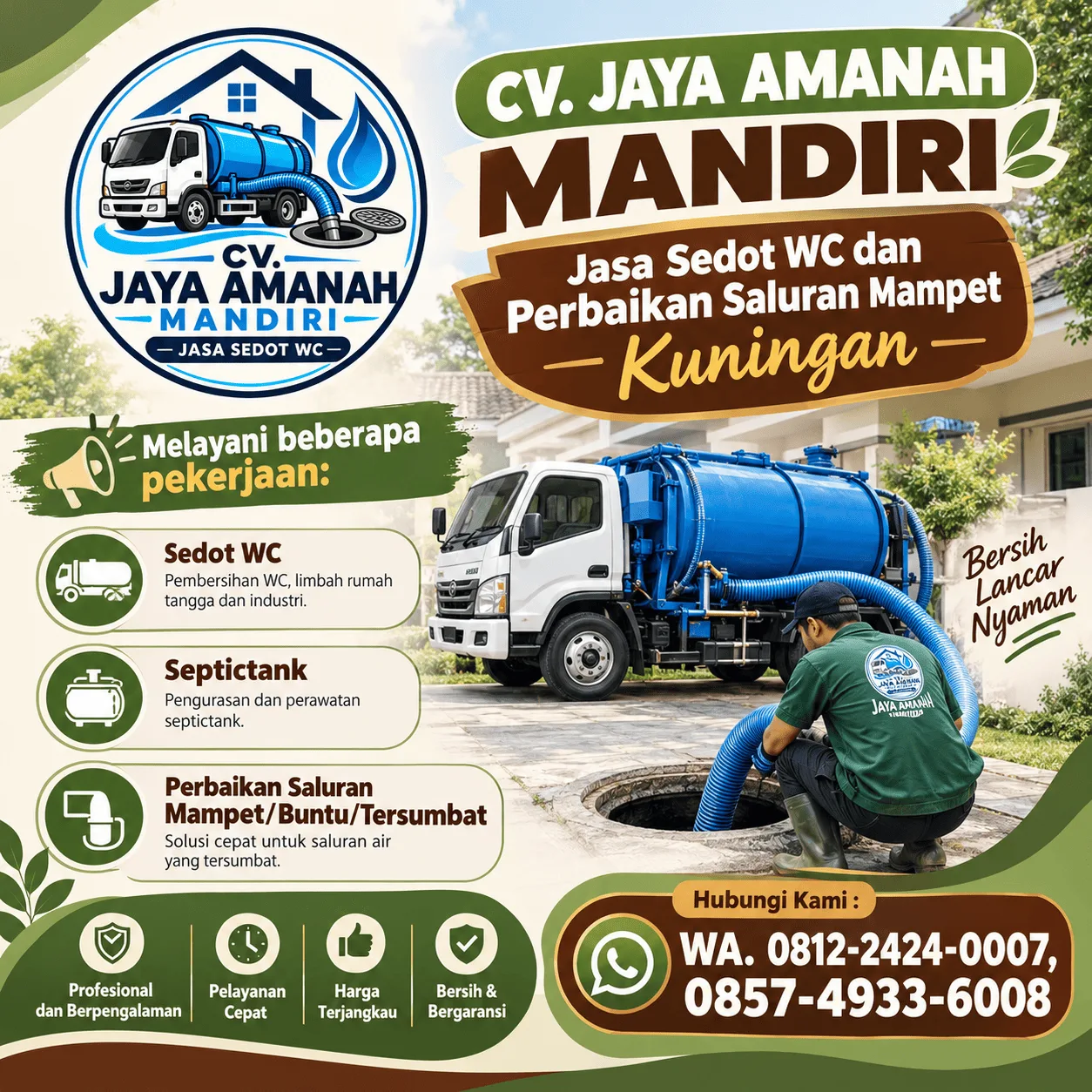 Jasa Sedot WC Kuningan & Perbaikan Saluran Mampet | CV Jaya Amanah Mandiri