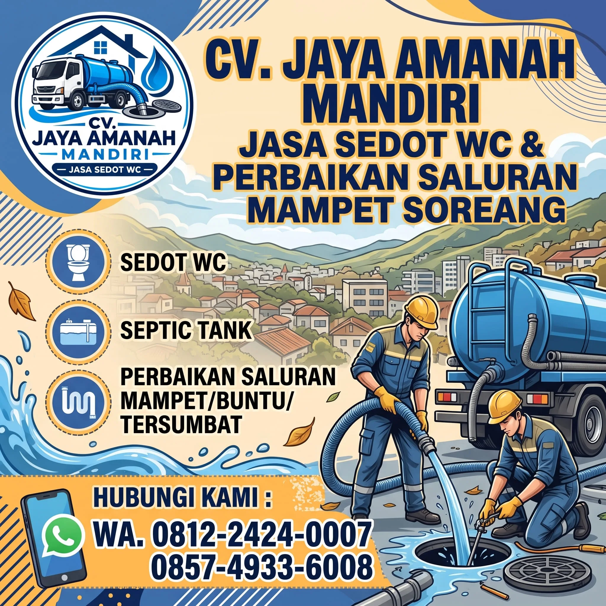 Jasa Sedot WC Soreang & Perbaikan Saluran Mampet | CV Jaya Amanah Mandiri
