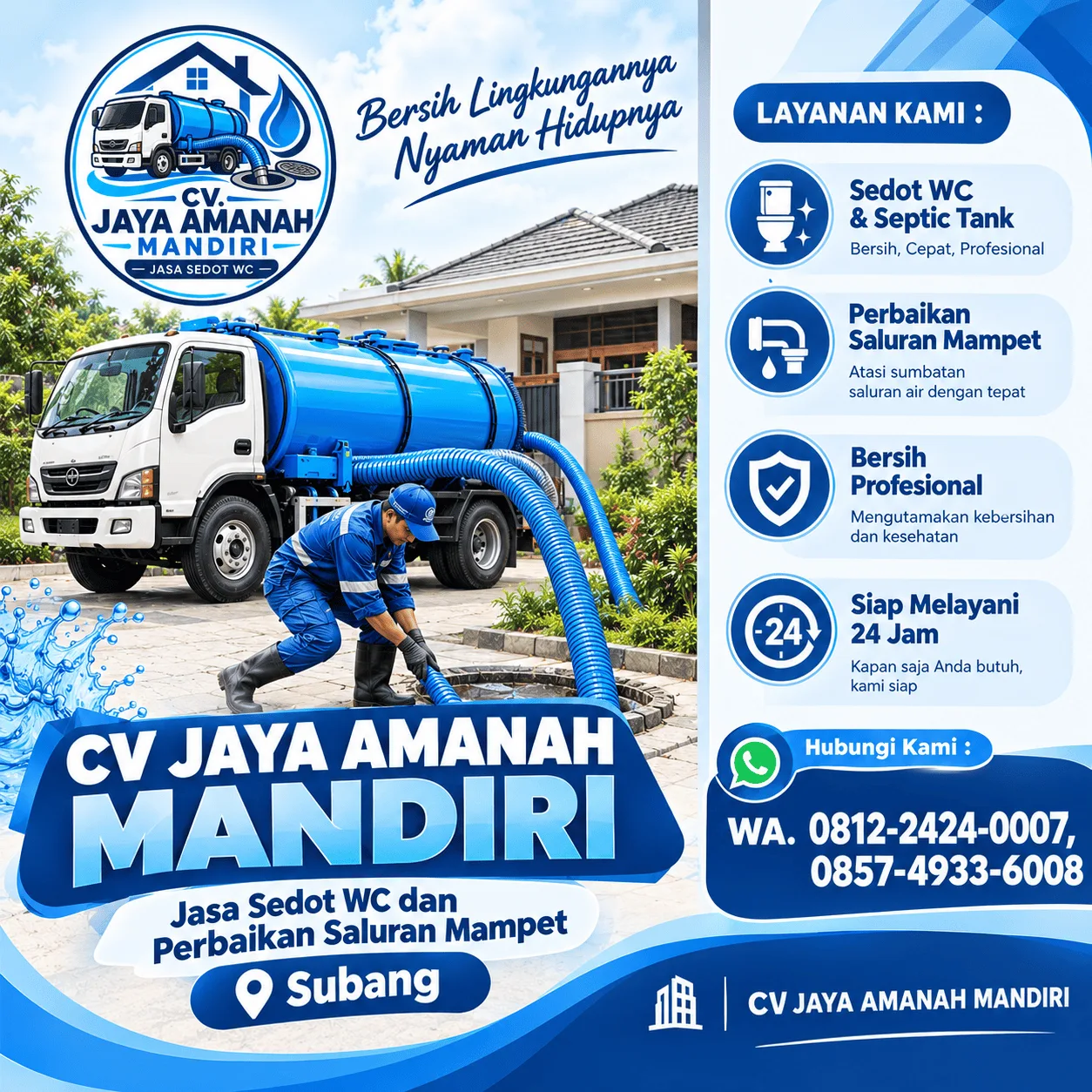 Jasa Sedot WC Subang & Perbaikan Saluran Mampet | Jaya Amanah Mandiri