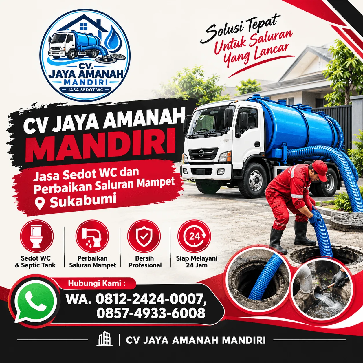 Jasa Sedot WC Sukabumi & Perbaikan Saluran Mampet | CV Jaya Amanah Mandiri