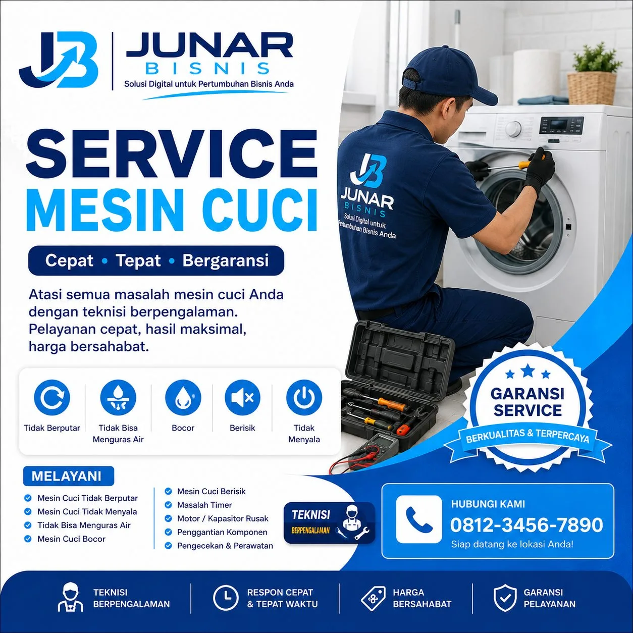 Jasa Service Mesin Cuci Profesional: Perbaikan Tidak Berputar, Bocor & Tidak Bisa Menguras Air | Junar Bisnis