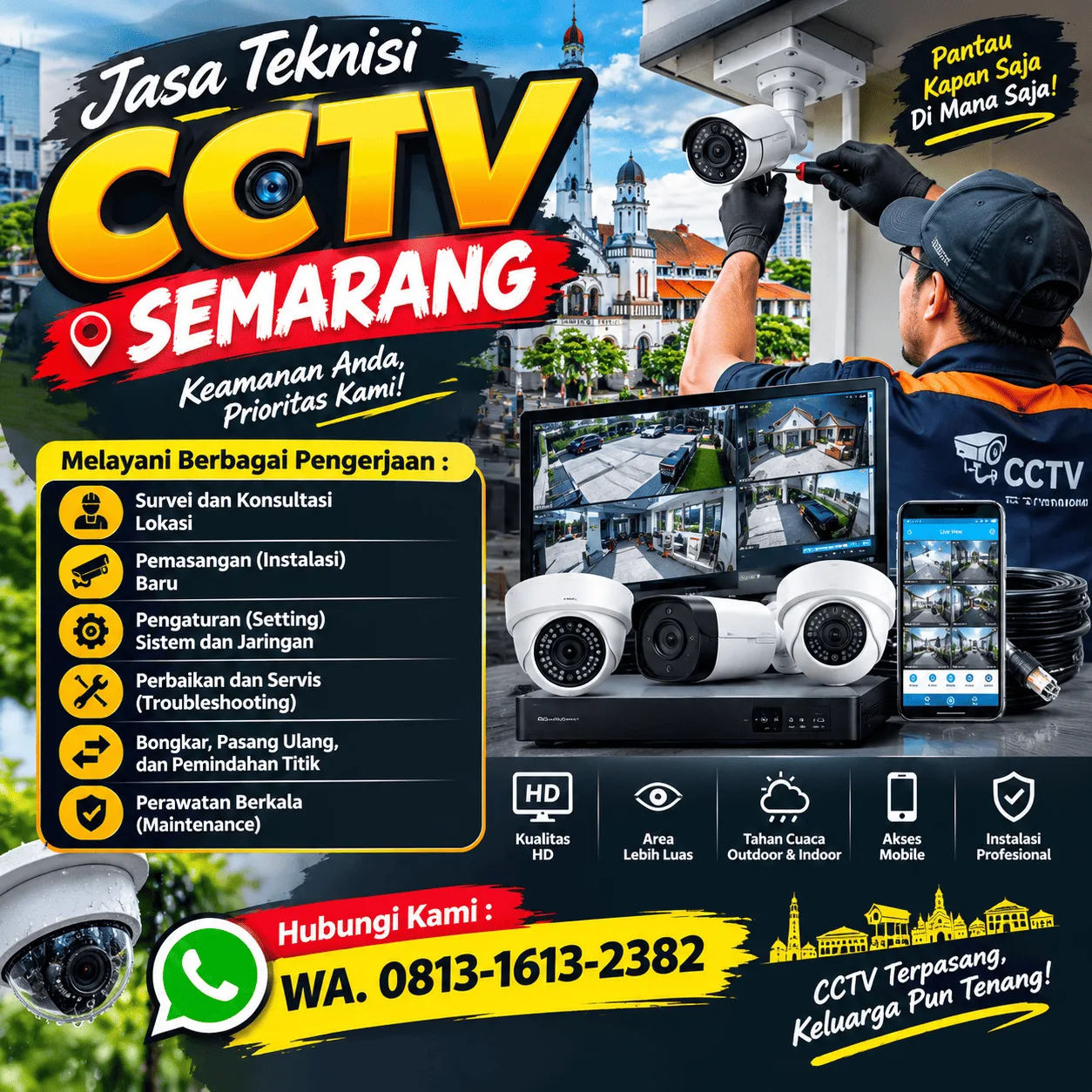 Jasa Teknisi CCTV Semarang | Junar Bisnis – Instalasi, Setting & Servis CCTV