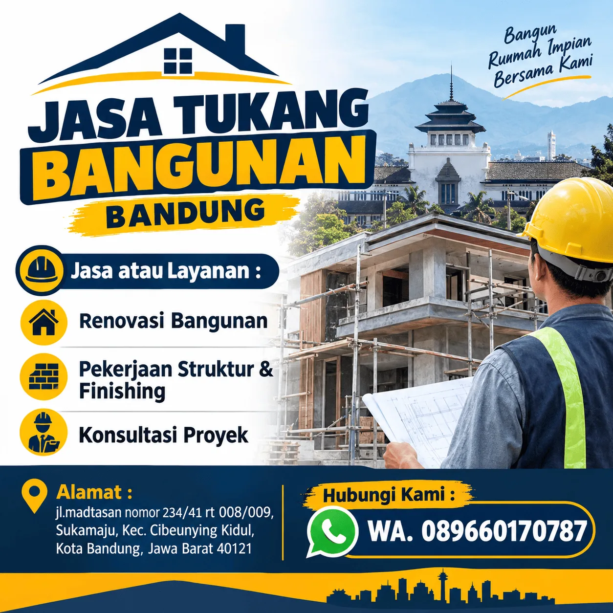 Jasa Tukang Bangunan Bandung | Renovasi, Struktur & Finishing