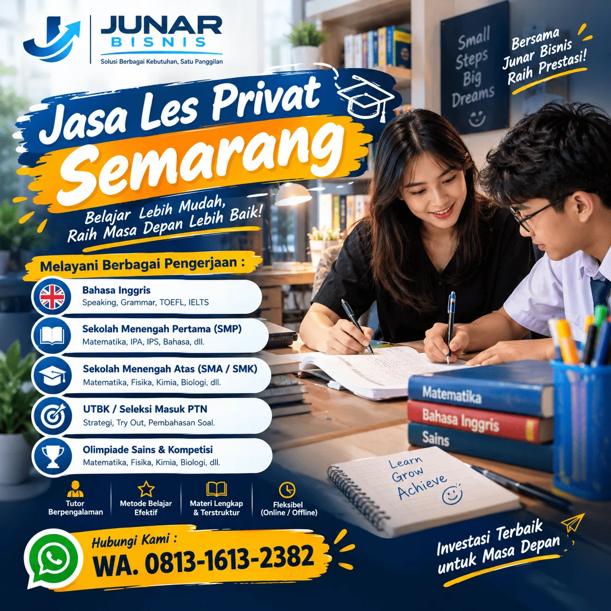 Junar Bisnis | Jasa Les Privat Semarang untuk SMP, SMA, UTBK & Olimpiade