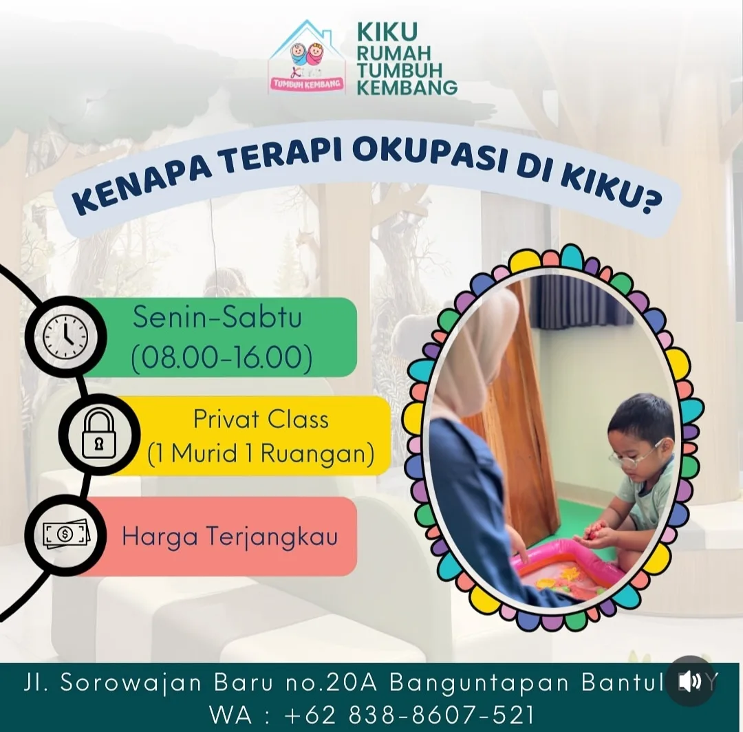 🌱 KIKU RUMAH TUMBUH KEMBANG YOGYAKARTA Terapi Wicara, Terapi Okupasi, Fisioterapi Anak & Layanan Psikolog untuk Mendukung Tumbuh Kembang Si Kecil - gambar 9