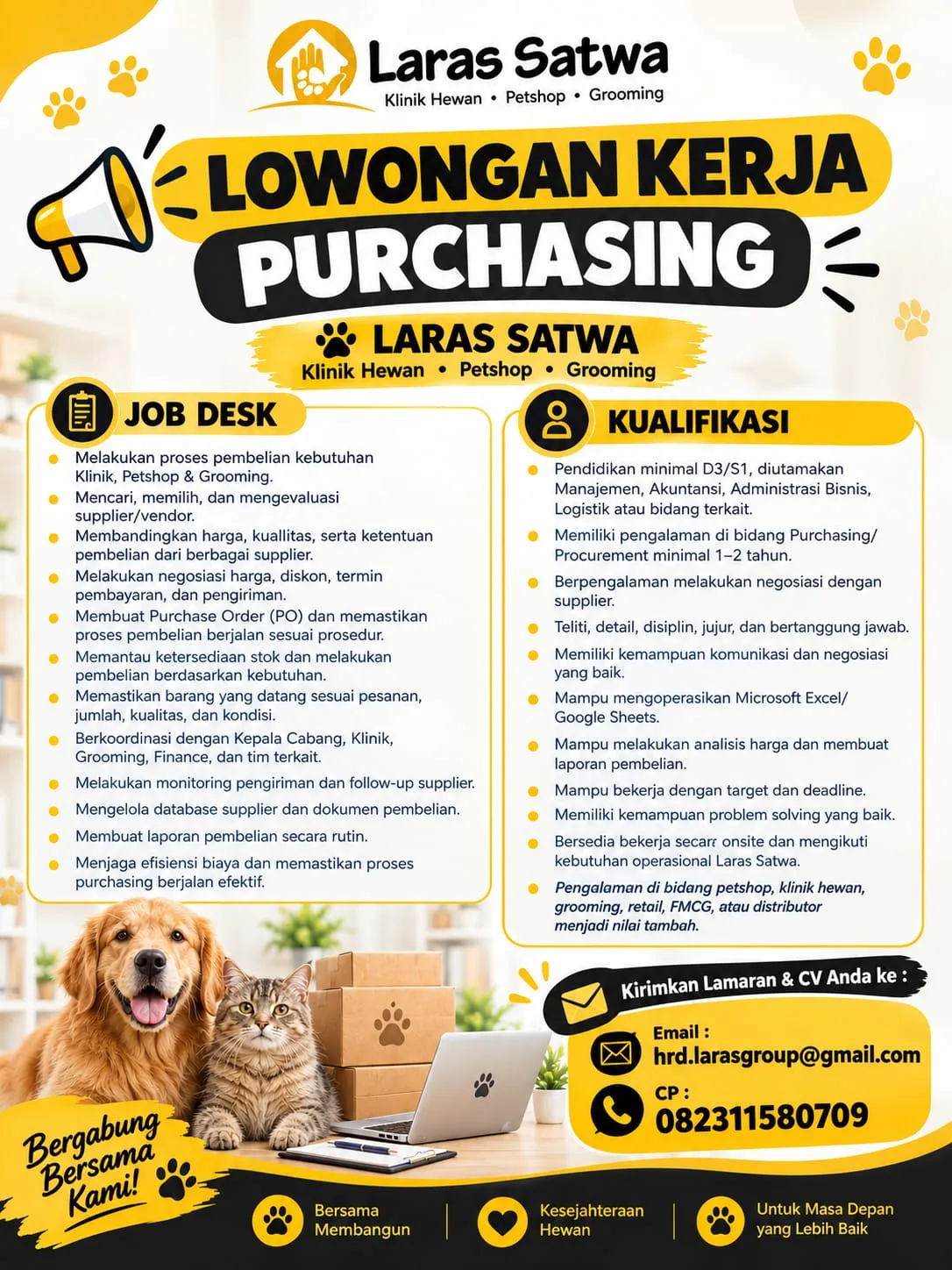 Lowongan Kerja Purchasing Laras Satwa – Cek Posisi & Kualifikasi