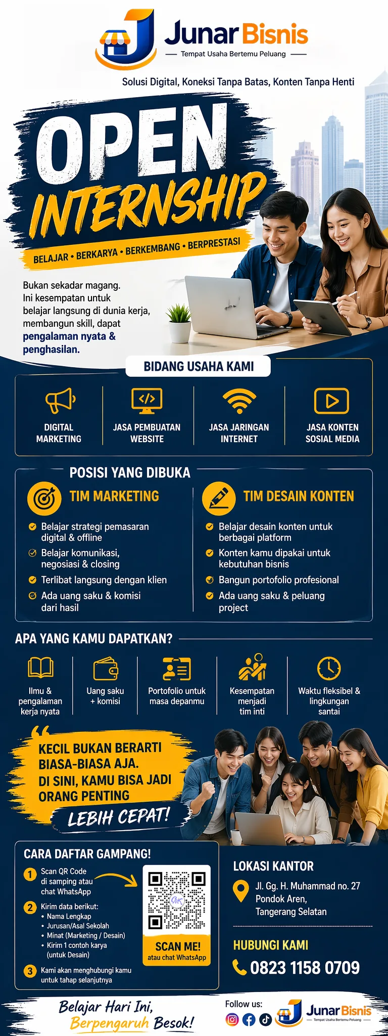 Pendaftaran Open Internship Magang Digital Marketing dan Desain Konten Dapat Komisi di Junar Bisnis Tangerang Selatan - gambar 5