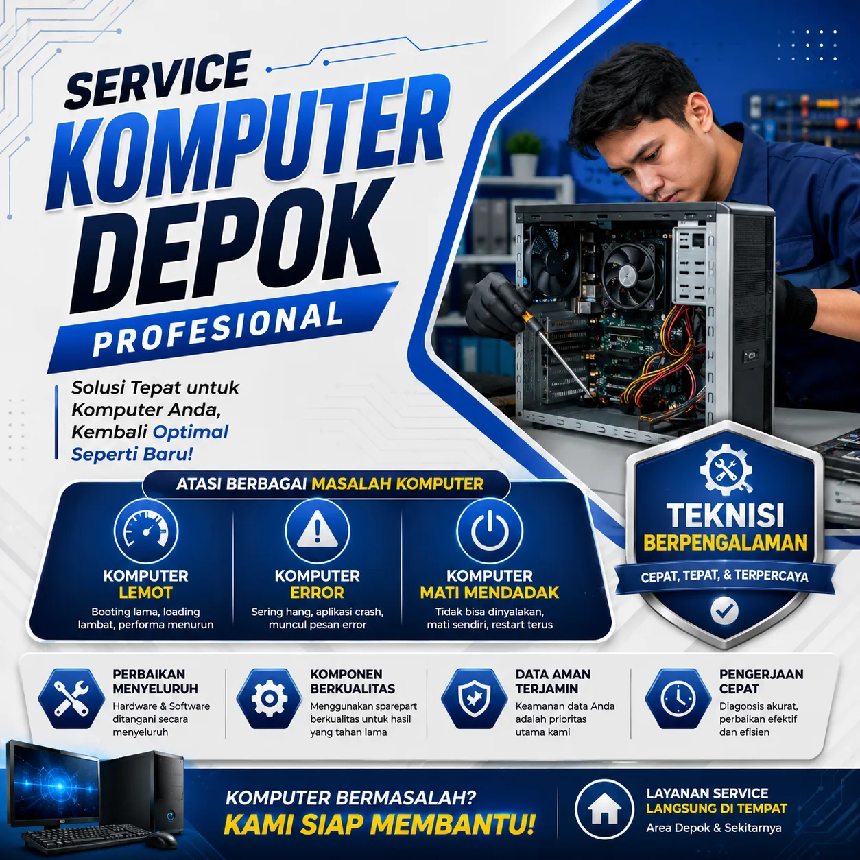 Service Komputer Depok Profesional untuk Komputer Lemot, Error, dan Mati Mendadak dengan Teknisi Berpengalaman