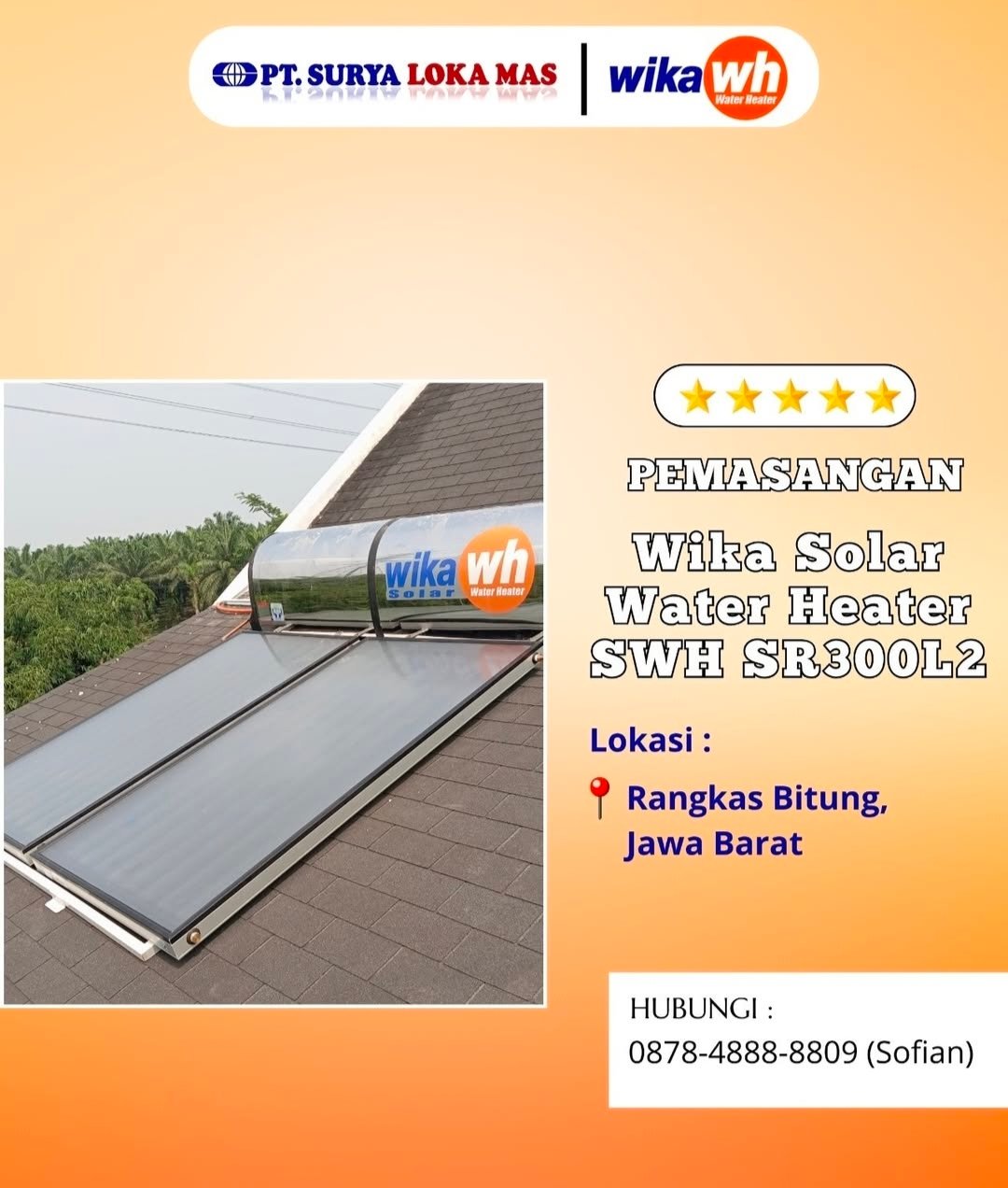 Surya Loka Mas Gading Serpong Tangerang – Distributor Resmi Wika Water Heater, Pemanas Air, Jual & Service Water Heater Tangerang