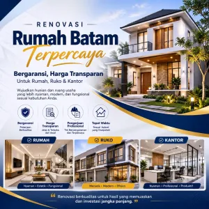Renovasi Rumah Batam Terpercaya, Bergaransi, Harga Transparan untuk Rumah, Ruko & Kantor