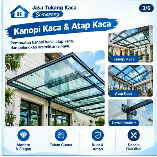 Tukang Kaca Semarang | Junar Bisnis untuk Pintu, Partisi, Kanopi & Shower Screen - gambar 5