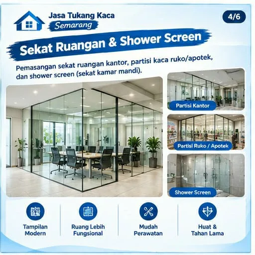 Tukang Kaca Semarang | Junar Bisnis untuk Pintu, Partisi, Kanopi & Shower Screen - gambar 2